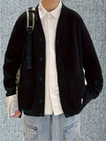 Men's Casual Single Breasted Jacket, Retro Loose Fit Cardigan Sweater Coat