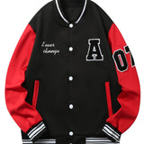 kkboxly Men's Stylish Baseball Jacket - Make a Lasting Impression with a Patch Long Sleeve Look