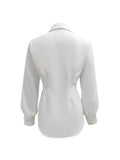 kkboxly Tucked Solid Shirt, Elegant Button Front Puff Sleeve Shirt, Women's Clothing