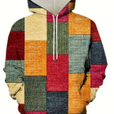 Men's Spring & Autumn Patchwork Sweatshirt Hoodies For Sports/outdoor, Men's Clothing, Plus Size