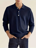 kkboxly  Solid Men's Casual Comfy Long Sleeve  Shirt For Golf, Spring Fall