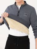 Cotton Blend Men's V Neck Sweatshirt Pullover For Men Fleece Sherpa Lined Sweatshirts For Winter Fall Long Sleeve Tops