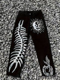 Scorpion & Skull Print Jeans, Men's Casual Street Style Loose Fit Straight Leg Jeans