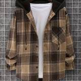 kkboxly  Plaid Shirts Jackets For Hooded Shirts Button Up Stylish Coat Jackets For Men