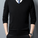 Men's Thick Warm Winter V-Neck Slim Knitted Pullover Sweater (Not Included Shirt)