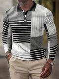 kkboxly Men's Striped Shirt, Casual Lapel Slightly Stretch Breathable Button Up Long Sleeve Shirt For Outdoor