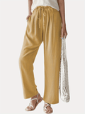 kkboxly  Drawstring Waist Straight Leg Pants, Solid Casual Pants, Women's Clothing