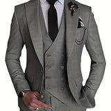 kkboxly Men's 3 Piece Suit Slim Fit Suits One Button Blazer Vest Pants Formal Business Wedding Prom Suits