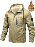 kkboxly Warm Fleece Hooded Jacket, Men's Casual Winter Jacket Coat For Outdoor Activities