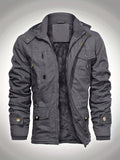 kkboxly  Men's Hooded Military Tactical Jacket Windbreak Fleece Coat