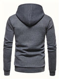 Plus Size Men's Solid Waffle Hooded Sweatshirt For Spring Fall, Men's Clothing