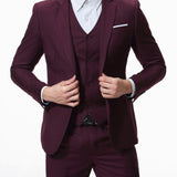 Formal 3 Pieces Set, Men's Two Button Jacket & Slanted Lapel Vest & Pants Suit Set For Business Dinner Wedding Party