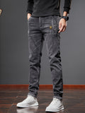 kkboxly  Men's Casual Skinny Jeans, Chic Street Style Classic Design Stretch Jeans