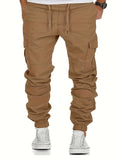 kkboxly  Men's Casual Pockets Drawstring Outdoor Sports Cargo Pants