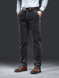 kkboxly  Men's Corduroy Pants For Business, Formal Stretch Straight Leg Pants For Fall Winter