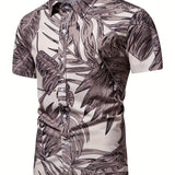 kkboxly  Men's Casual Slim Short Sleeve Shirts With Flower For Summer