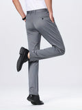 kkboxly  Men's Highly Stretch Business Pants, Straight Leg Wrinkle-resistant Business Trousers Mens Formal Trousers