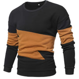 kkboxly  Creative Color Block Trendy Sweatshirt, Men's Casual Classic Design Crew Neck Sweatshirt For Men Fall Winter