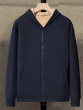 kkboxly  Plus Size Men's Casual Zip Up Fleece Hoodies, Long Sleeve Hooded Sweatshirt Jacket Coats