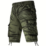 kkboxly Camo Pattern Cotton Breathable Men's Embroidery Cargo Short Pants, Lightweight Flap Pocket Loose Trendy Shorts, Men's Work Pants Outdoors For Hiking Fishing