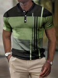 kkboxly  Men's Color Block Stripe Comfy Trendy Polo Shirt For Summer