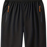 Quick Drying Comfy Shorts, Men's Casual Zipper Pockets Shorts For Summer Gym Workout Training