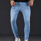 kkboxly  Men's Slim Fit Jeans, Street Style Distressed Medium Stretch Denim Pants