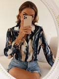 kkboxly  Women's Graphic Print Button Blouse, Casual Long Sleeve Shirts Top,  Women's Clothing