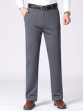 kkboxly  Classic Design Dress Pants, Men's Casual Solid Color Slightly Stretch Dress Pants For Spring Summer Business