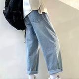 kkboxly  Men's Casual Street Style Wide Leg Denim Pants For Spring Summer