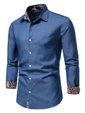 kkboxly  Men's Long Sleeve Denim Clash Shirt