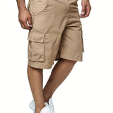 kkboxly  Classic Design Cargo Shorts, Men's Casual Multi Pocket Loose Fit Cargo Shorts For Summer Outdoor