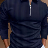 kkboxly Casual Long Sleeves Polo Shirts, Button V-neck Tee, Men's Comfortable Slim Tops Spring Fall Clothing