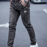 kkboxly Men's Casual Skinny Jeans, Chic Street Style Stretch Straight Leg Jeans