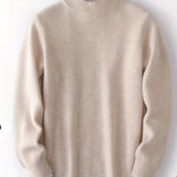 kkboxly Business Warm Wool Long Sleeves Pullover Sweaters, Men's Slim Casual High Neck Knitted Sweaters