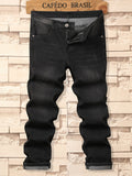 kkboxly  Classic Design Slim Fit Jeans, Men's Casual Street Style Distressed Mid Stretch Denim Pants For Spring Summer