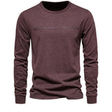 kkboxly  Men's Cotton Letter Print Long Sleeve T-Shirt