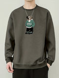 kkboxly  Men's Cartoon Bear Print Crewneck Sweatshirt