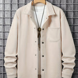 kkboxly  Men's Casual Button Up Chest Pocket Lapel Coat