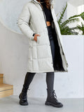 kkboxly  Button Front Mid Length Coat, Casual Long Sleeve Winter Warm Outerwear, Women's Clothing