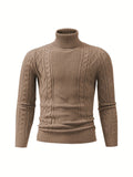 kkboxly  Men's Plain Turtleneck Sweater, Trendy High Stretch Fashion Comfy Thermal Tops