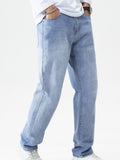 kkboxly  Classic Design Loose Fit Jeans, Men's Casual Street Style Denim Pants For All Seasons