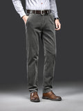 kkboxly Men's Corduroy Pants For Business, Formal Stretch Straight Leg Pants For Fall Winter