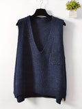 kkboxly  Solid V-neck Sweater Vest, Casual Sweater Vest For Fall & Winter, Women's Clothing