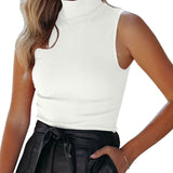 Women's Sweater Casual Solid Turtleneck Knit Sweater Vest