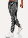 kkboxly  Zipper Pocket Joggers, Men's Casual Loose Fit Slightly Stretch Waist Drawstring Pants For The Four Seasons Fitness Cycling