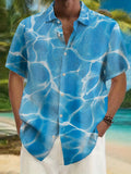 2025 kkboxly  Men's Plus Size Hawaiian Shirt with Water Ripple Pattern - Button Down Short Sleeve Dress Shirt