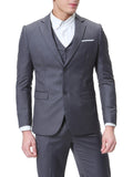 Formal 3 Pieces Set, Men's Two Button Jacket & Slanted Lapel Vest & Pants Suit Set For Business Dinner Wedding Party