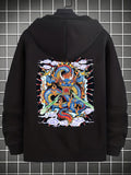 kkboxly Plus Size Men's Dragon/Guitar Print Hoodies Fashion Casual Hooded Jacket Fall Winter, Men's Clothing