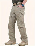 Classic Design Multi Flap Pockets Waterproof Cargo Pants,Men's Loose Fit Cargo Pants,For Skateboarding,Street,Outdoor Camping